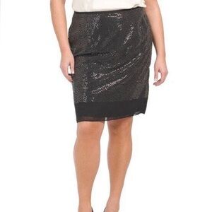 Calvin Klein Women’s Black Sequin Cocktail Lined Skirt Plus Size 22W